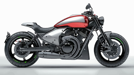 Fototapeta premium Red and Silver Motorcycle with Black Wheels