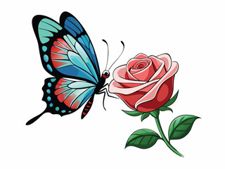 A single red rose blossom, a gift of love, isolated against white, its beauty a floral valentine