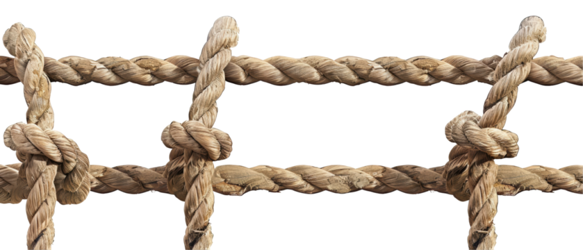 A rope is tied to a post and another rope is tied to the first rope