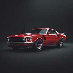 Fototapeta premium Mustang Boss 1969 Red nigth