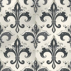 Obraz premium Create a repeating Fleur De Lis pattern with fleur de lis motifs in a lattice formation, creating a sense of depth and dimension. Use a monochromatic palette with shades of grey for a subtle and