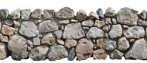 A wall made of rocks is shown in a white background