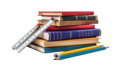 Book and pencil isolated on a transparent background, PNG