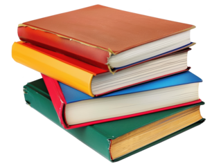 A stack of books with the top book being a red book