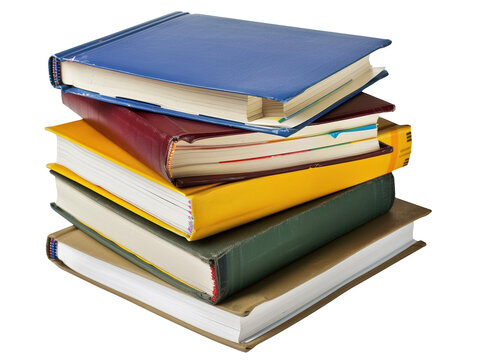 A stack of books with the top one being blue