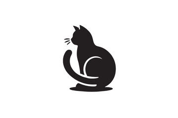 A black and white vector silhouette illustration of a Cat