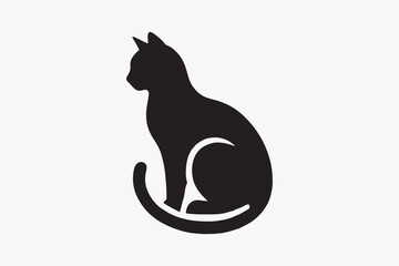 A black and white vector silhouette illustration of a Cat