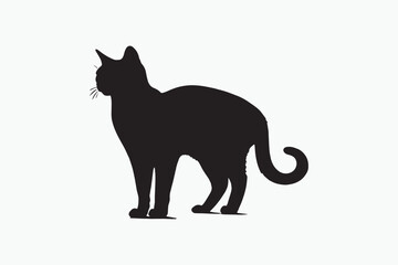 Obraz premium A black and white vector silhouette illustration of a Cat