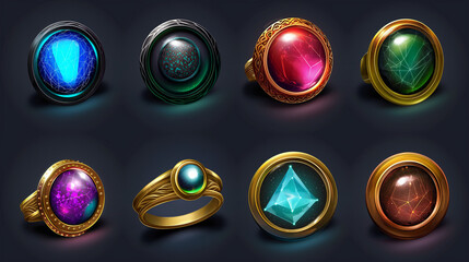 Asset of Magic ring for mobile game or slot game icons, Illustration