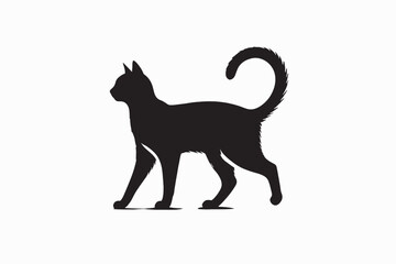 A black and white vector silhouette illustration of a Cat