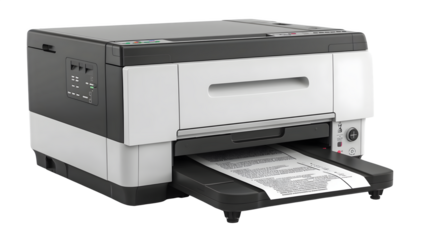 Modern printer isolated on a transparent background, PNG