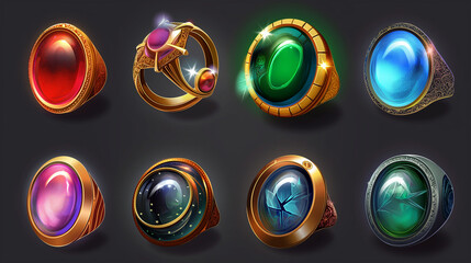 Asset of Magic ring for mobile game or slot game icons, Illustration