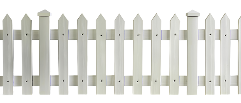 A white picket fence with a white top