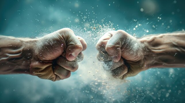 Fists clash with great force