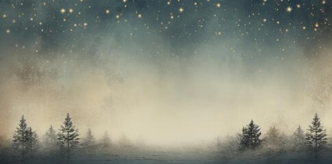 Naklejka premium christian christmas background featuring a variety of trees, including small and tall ones, set against a blue sky