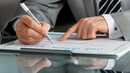 Business plan Executive Summary Executive Summary Professional reviewing an executive summary on a sleek tablet