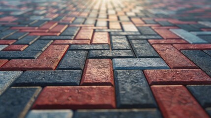 Paving streets and walkways with interlocking bricks for advertisement