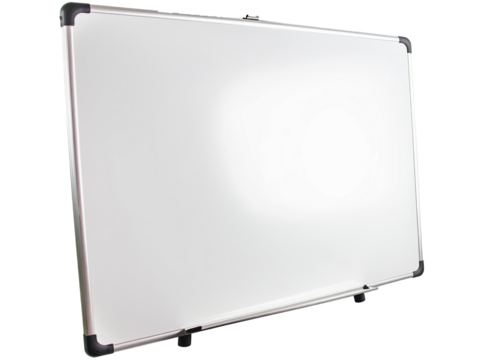 A white board with a black frame