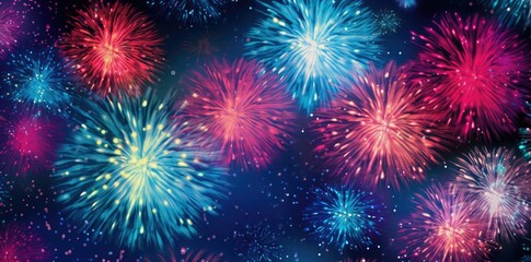 Fototapeta premium fireworks transparent background with colorful fireworks on a blue background