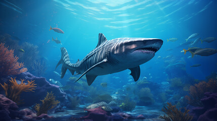 Fototapeta premium Virtual Reality Dive with Ancient Marine Reptiles