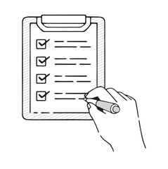 チェックシートに書き込む様子