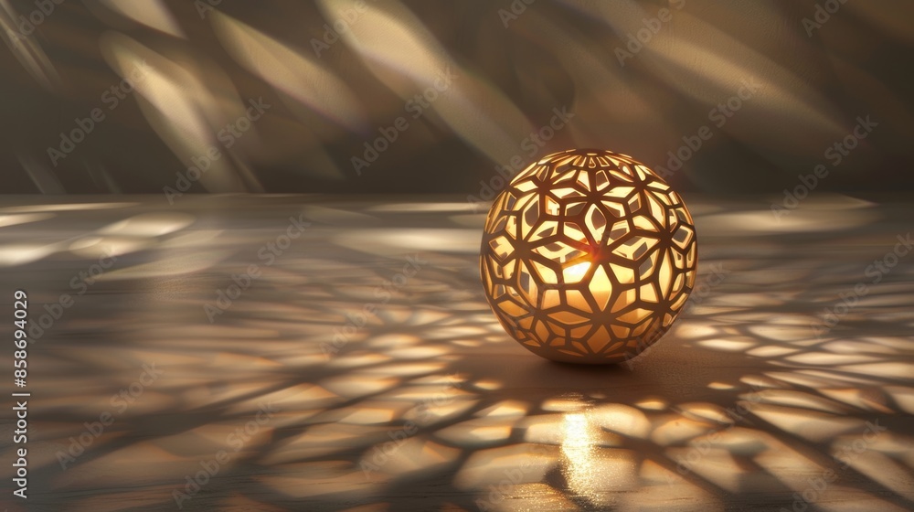 Poster a single spherical candle with geometric outs casting intricate shadows when lit and doubling as a p