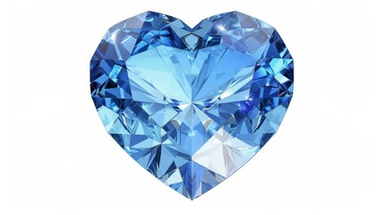 Fototapeta premium Heart-shaped blue diamond on white background, detailed close-up. Luxury jewelry and gemstone concept