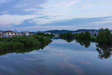 日本の岡山県のとても美しい朝の風景