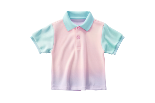 Pastel colored short-sleeve polo shirt with a gradient design. Perfect for casual wear and comfortable summer fashion.