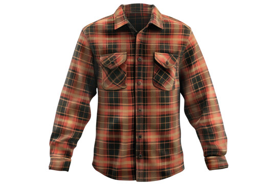 Classic red and black plaid flannel shirt with long sleeves, button-up front, and chest pockets, perfect for casual or outdoor wear.