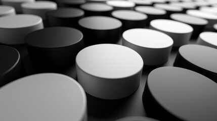 Fototapeta premium Monochrome Cylinders in Depth - Black and White Artistic Arrangement