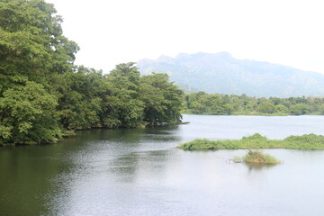 Mountain landscape, picturesque mountain lake in the summer morning, Beauty of nature concept background. lake and mountain on background in the morning time. natural landscape