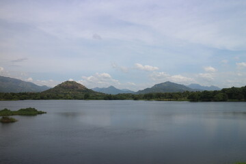 Mountain landscape, picturesque mountain lake in the summer morning, Beauty of nature concept background. lake and mountain on background in the morning time. natural landscape