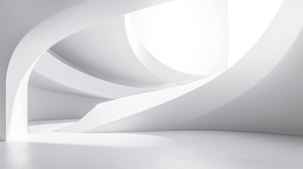 White Empty Room 3d Rendering of Minimal Office Interior Design