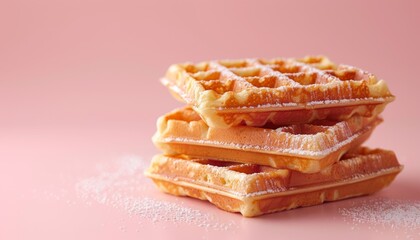 Waffles on pastel background with space above for text
