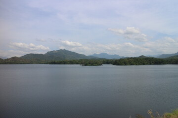 Mountain landscape, picturesque mountain lake in the summer morning, Beauty of nature concept background. lake and mountain on background in the morning time. natural landscape