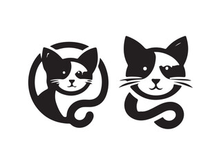 Obraz premium Cat head icon. Cartoon Cat face. Vector illustration. Silhouette simple. Animal Logotype concept. Logo design template.