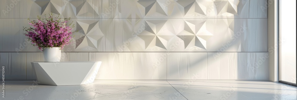 Poster a white plinth with a diamondshaped out pattern adding a touch of elegance to any display.