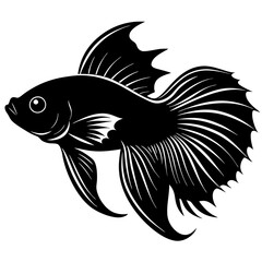 betta bass Fish  vector silhouette illustration