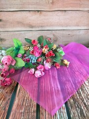 Bouquet of flower and some equipment, good for book cover