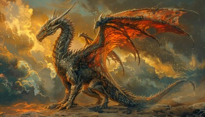 Majestic Dragons, Dragons symbolize power, wisdom, and mystery across cultures. Illustrations or...