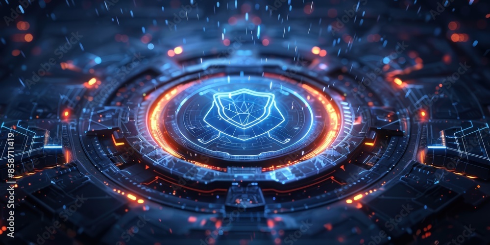 Aufkleber cyber security interface with a shield icon