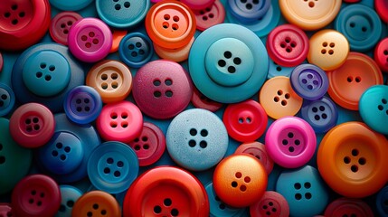 Obraz premium Colorful Assortment of Buttons in Various Sizes and Hues Creating a Vibrant Collection