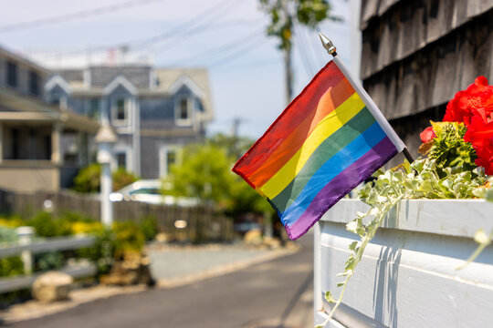 Rainbow flag window box