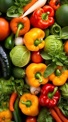 a multitude of fresh vegetable fills the frame, white background, vivid color, photography, - generative ai