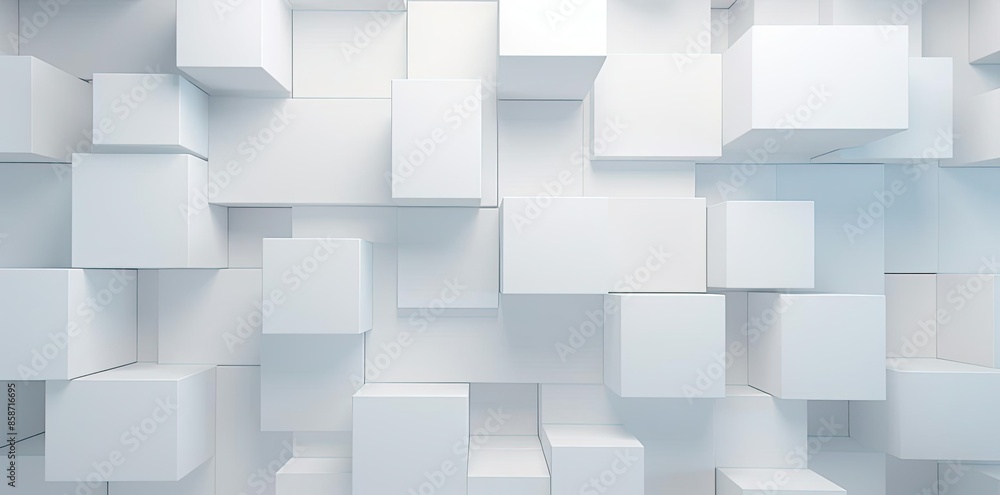 Poster background white square cubes arranged in a row