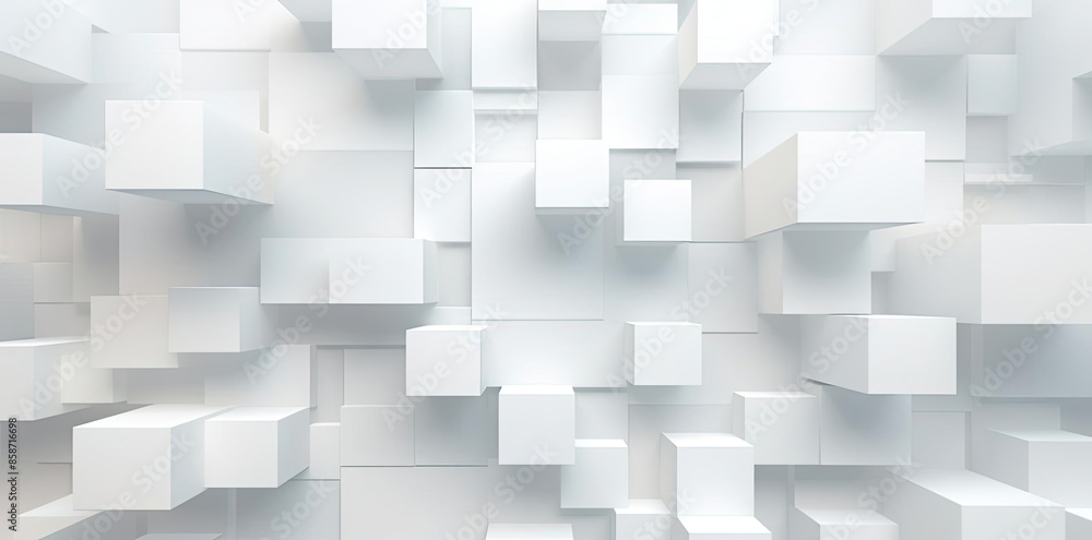 Poster background white square cubes in the shape of a building