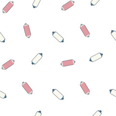 Body pregnancy pillow. Seamless pattern. Comfortable orthopedic device for sleeping and relaxing. Hand drawn style. Vector drawing. Design ornaments.