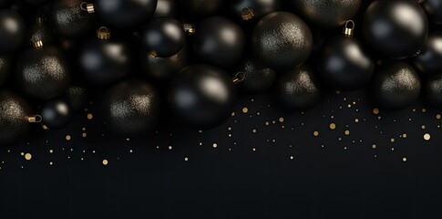 Fototapeta premium black christmas background with a lot of shiny balls