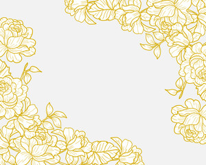 Hand Drawn Gold Rose and Leaves Border